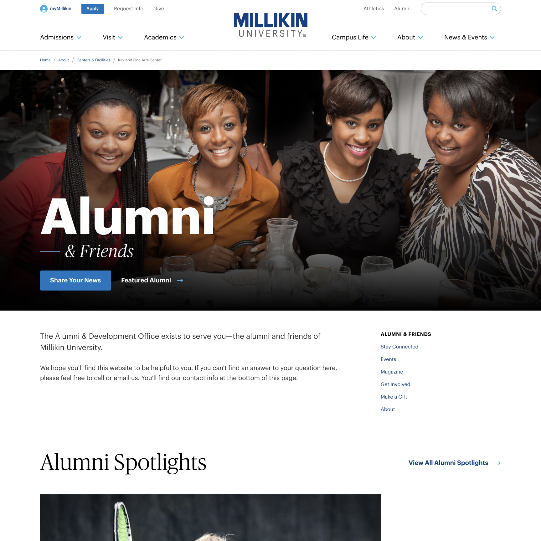 Millikin Alumni page