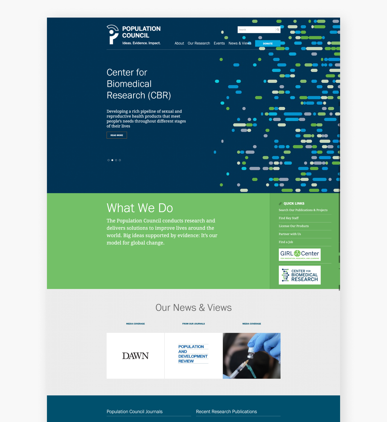 Population Council homepage after the redesign