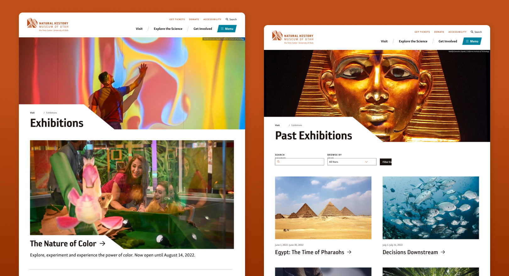 NHMU exhibitions web page design