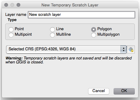 QGIS new Temporary Scratch Layer
