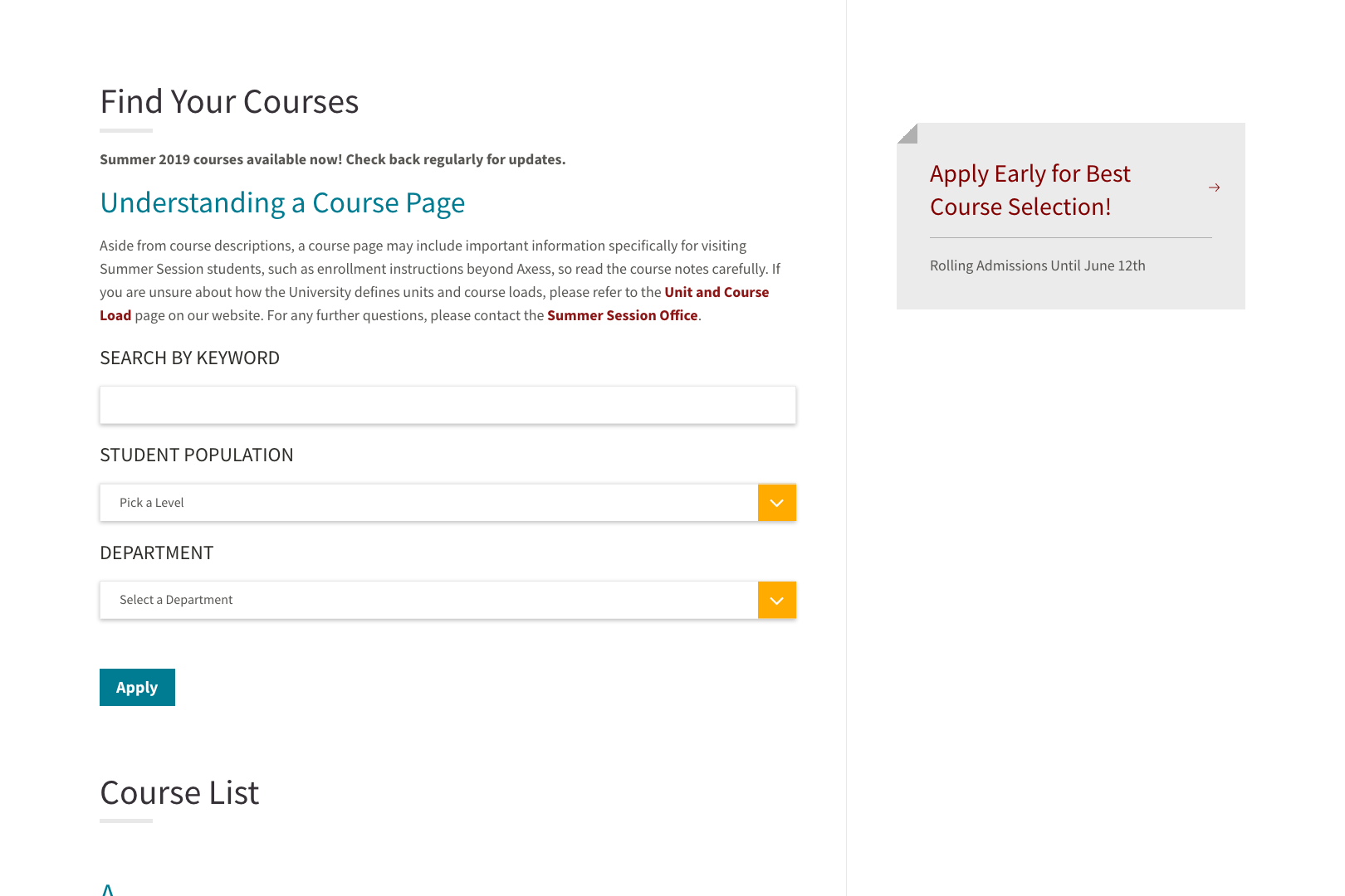 stanford summer session archieve course catalog