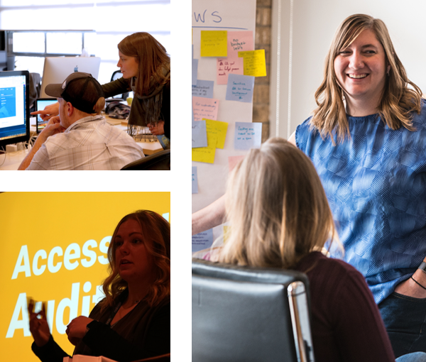 Photos of the Aten team collaborating and speaking at events