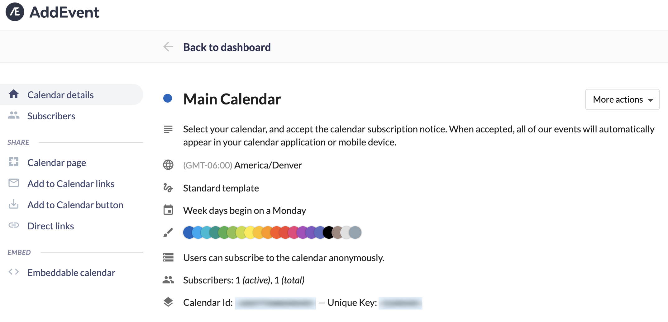 AddEvent: Calendar Unique Key