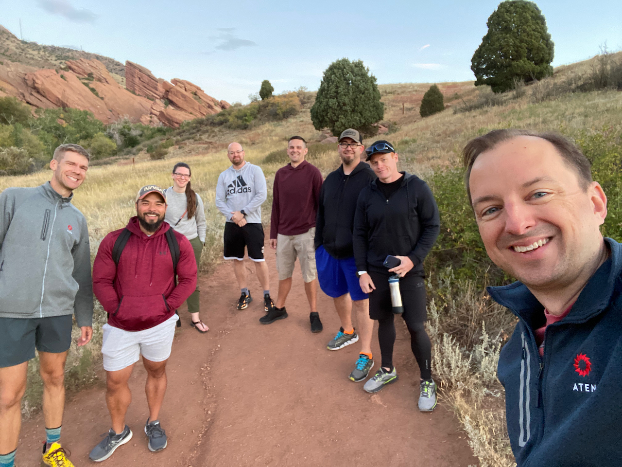 Aten staff on a hike at Red Rocks