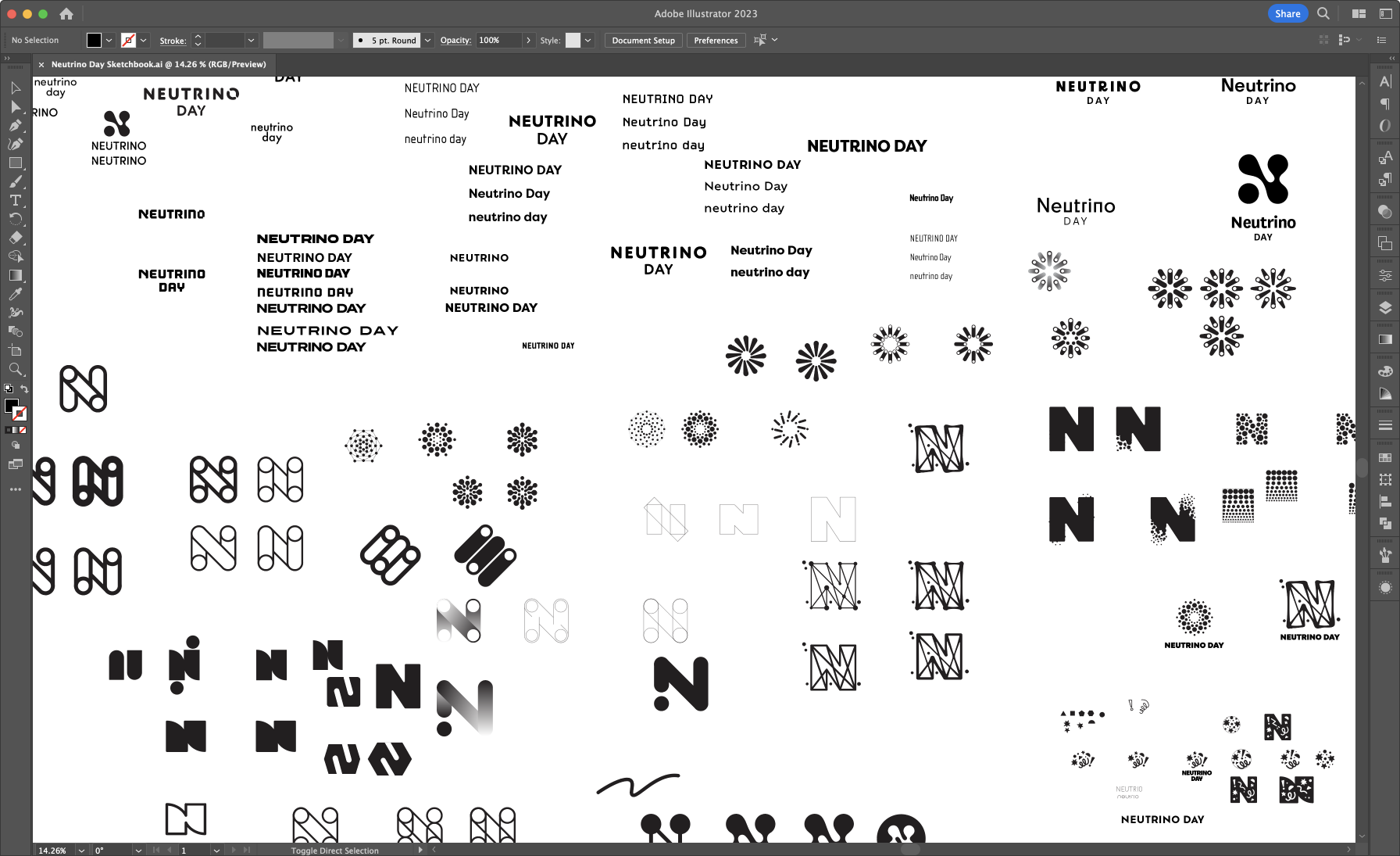 Screenshot of draft logos in Adobe Illustrator
