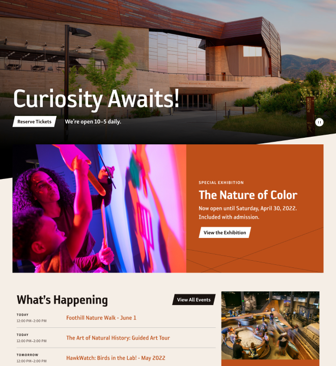 Screenshot of NHMU site after the redesign