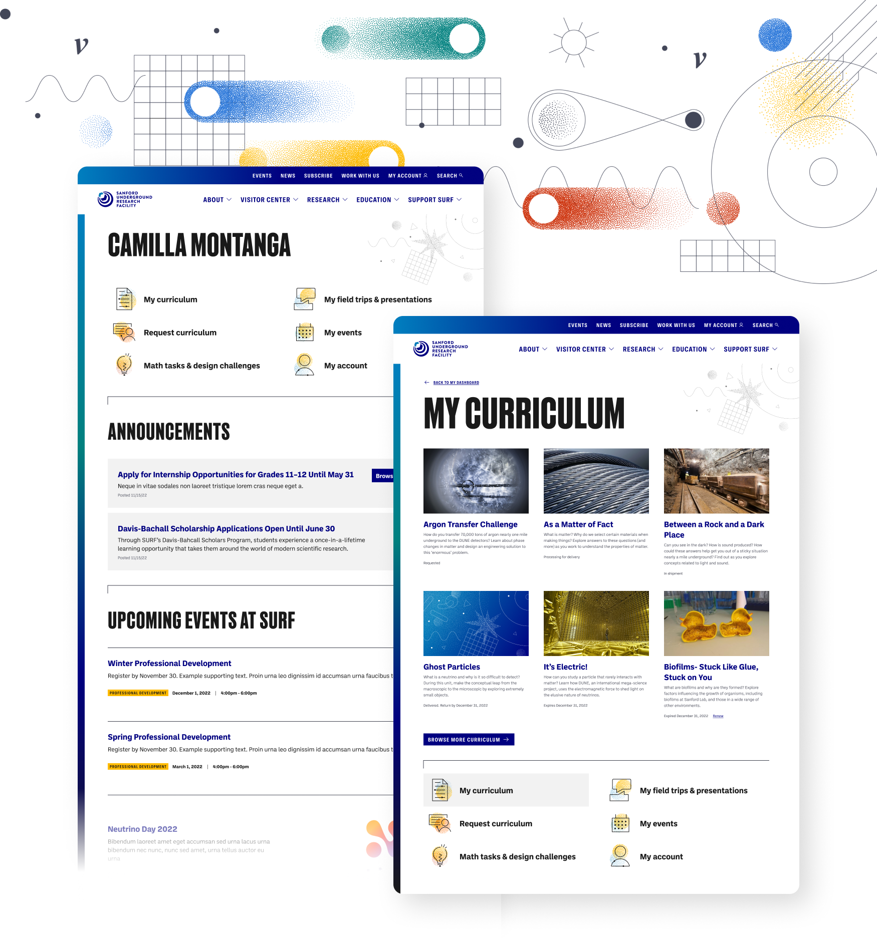 Teacher profile and curriculum dashboard