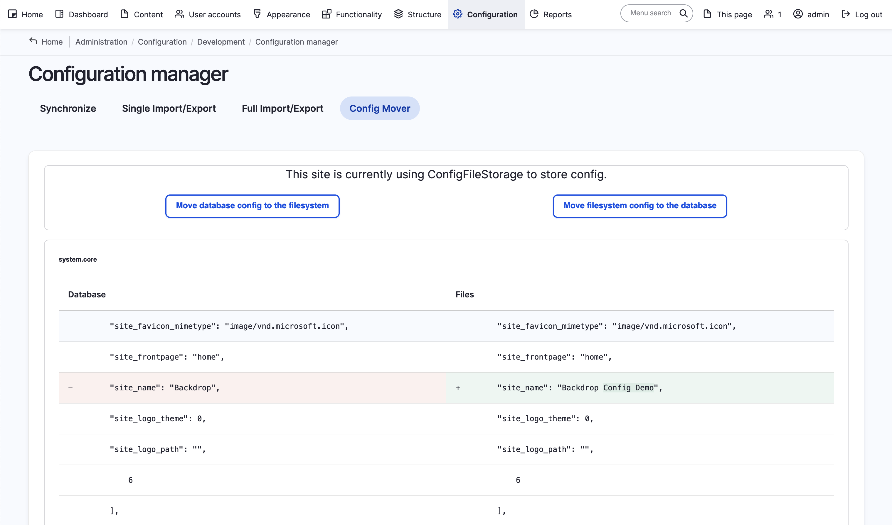 Config Mover Backdrop Module