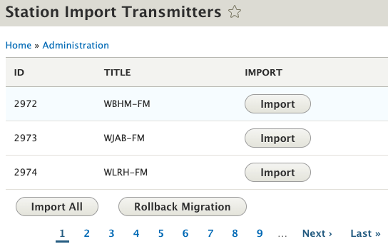 Station Import Transmitters migration table