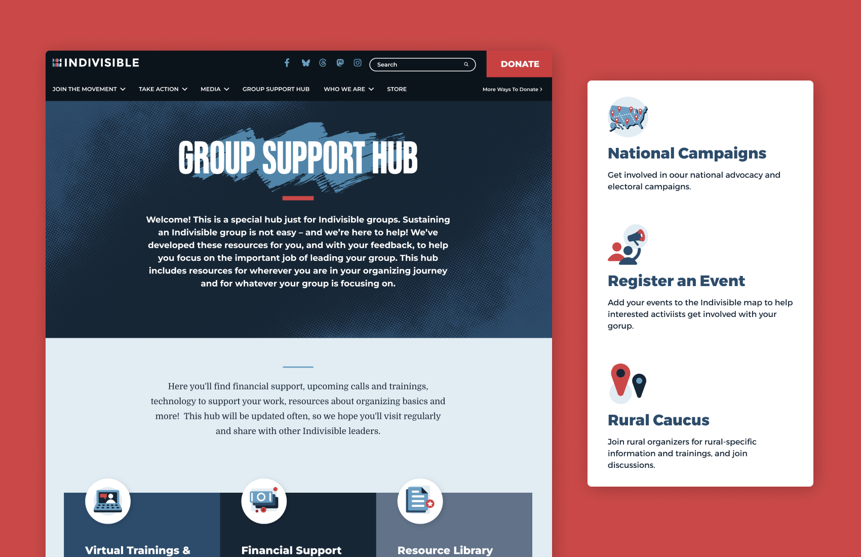 Group Support Hub screenshot and iconography