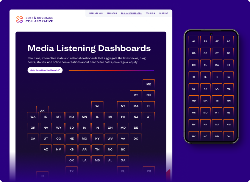 Media Listneing Dashboard map of the USA