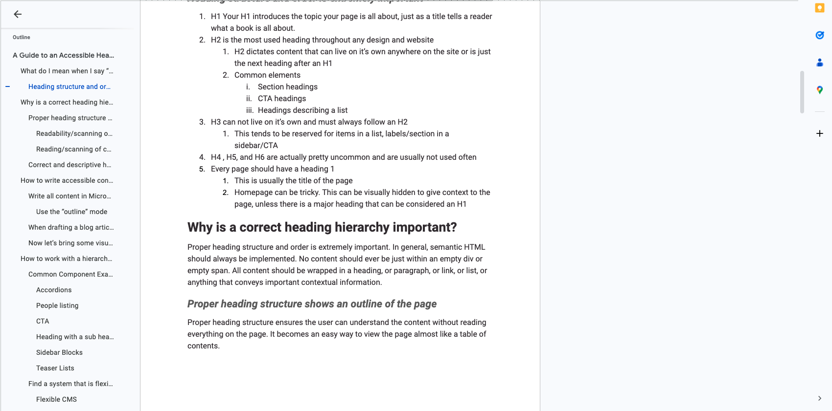 Screenshot of a text editor with the outline option displayed