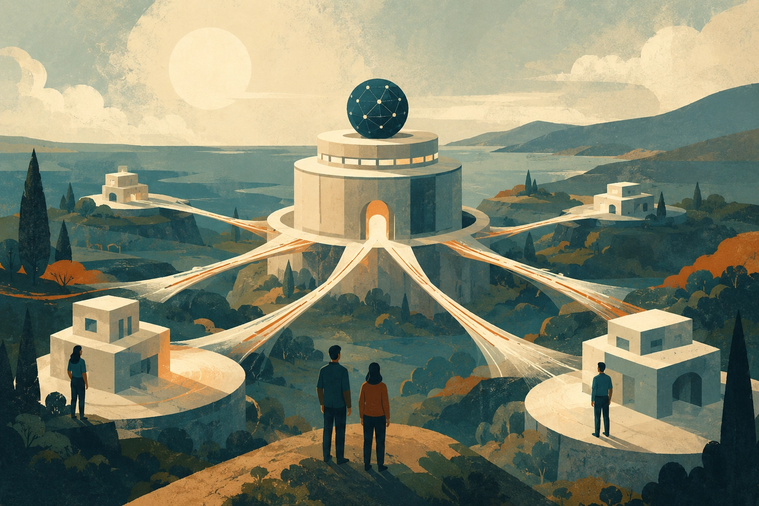 Abstract image showing a connected make believe world.