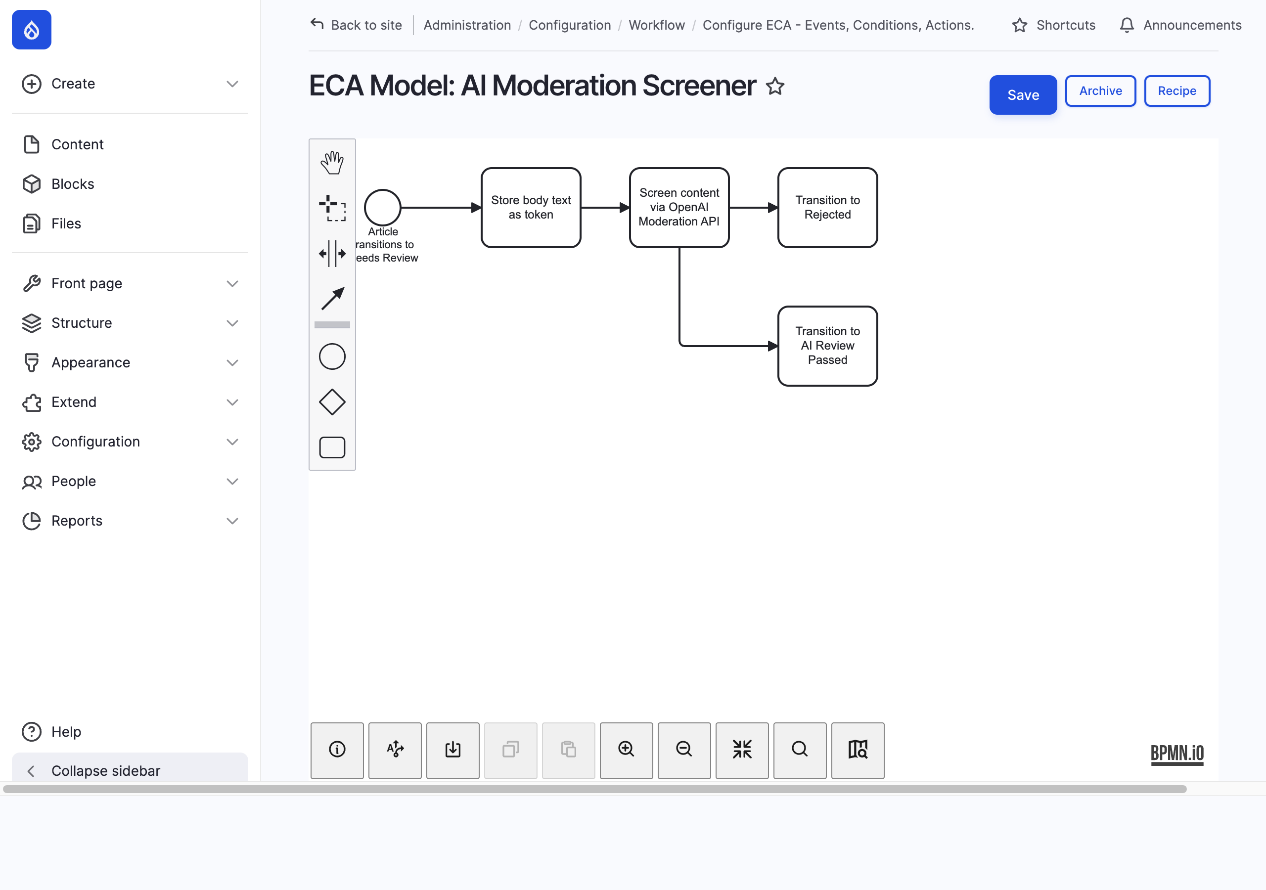 Screenshot of the ECA Model