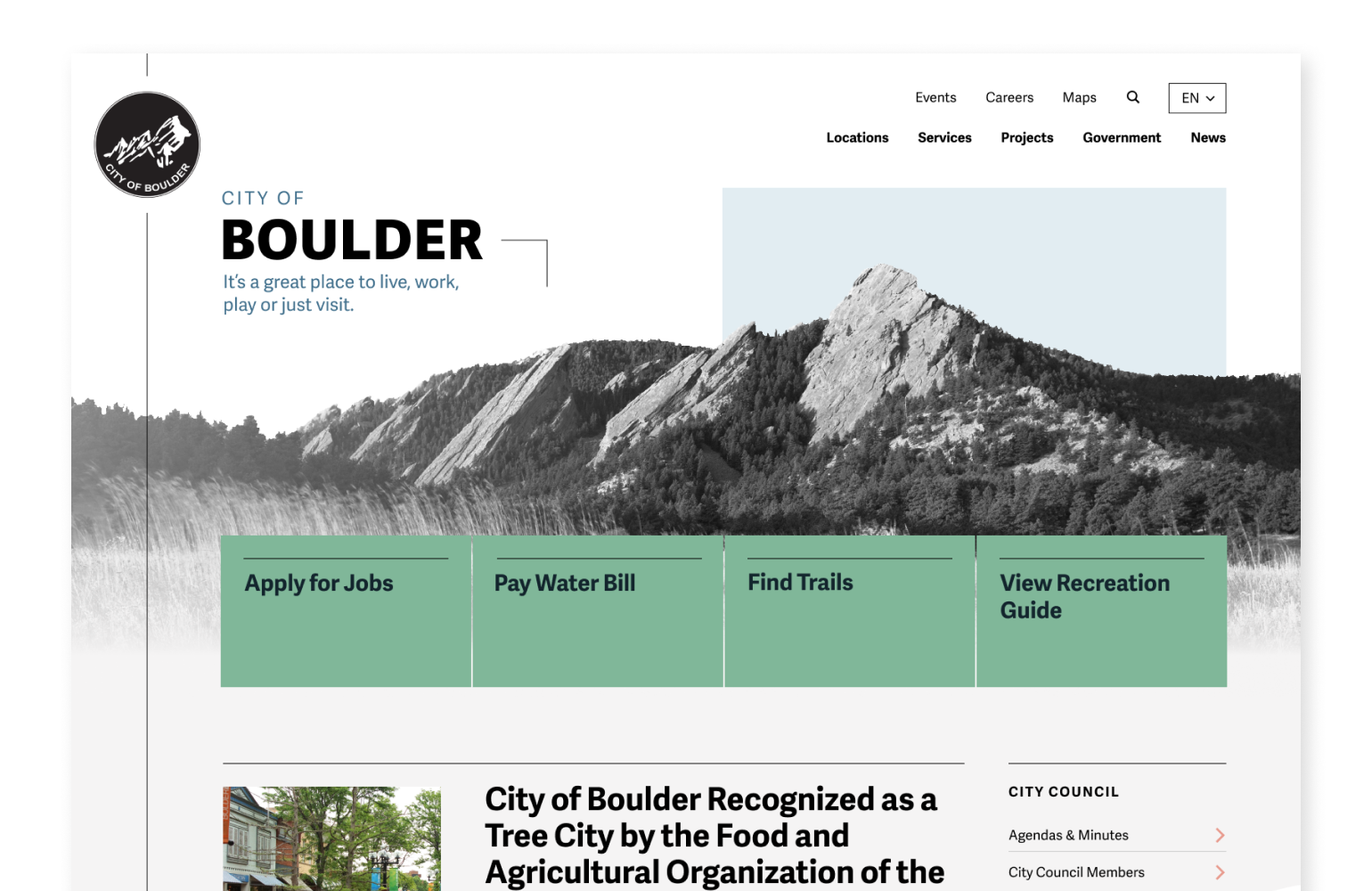 City of Boulder website includes easy to read text