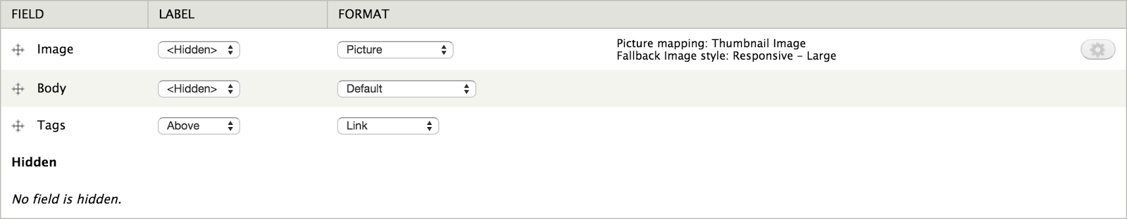 Picture module field configuration