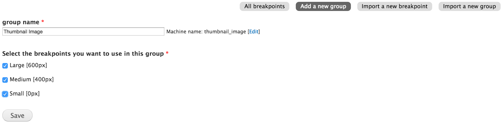 Breakpoints module group configuration