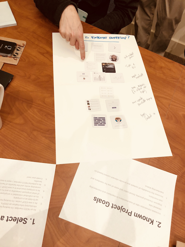 Working with NCEO on core page layouts using UX wireframe cards