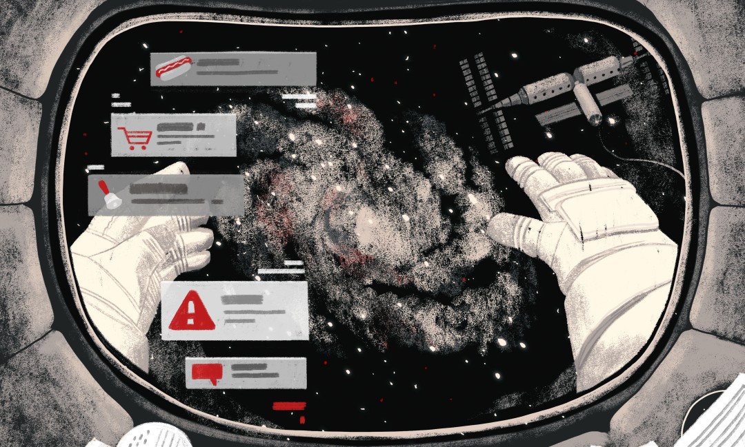 An astronaut views notifications in their helmet; an interpretation of the notification message module for Drupal 8.