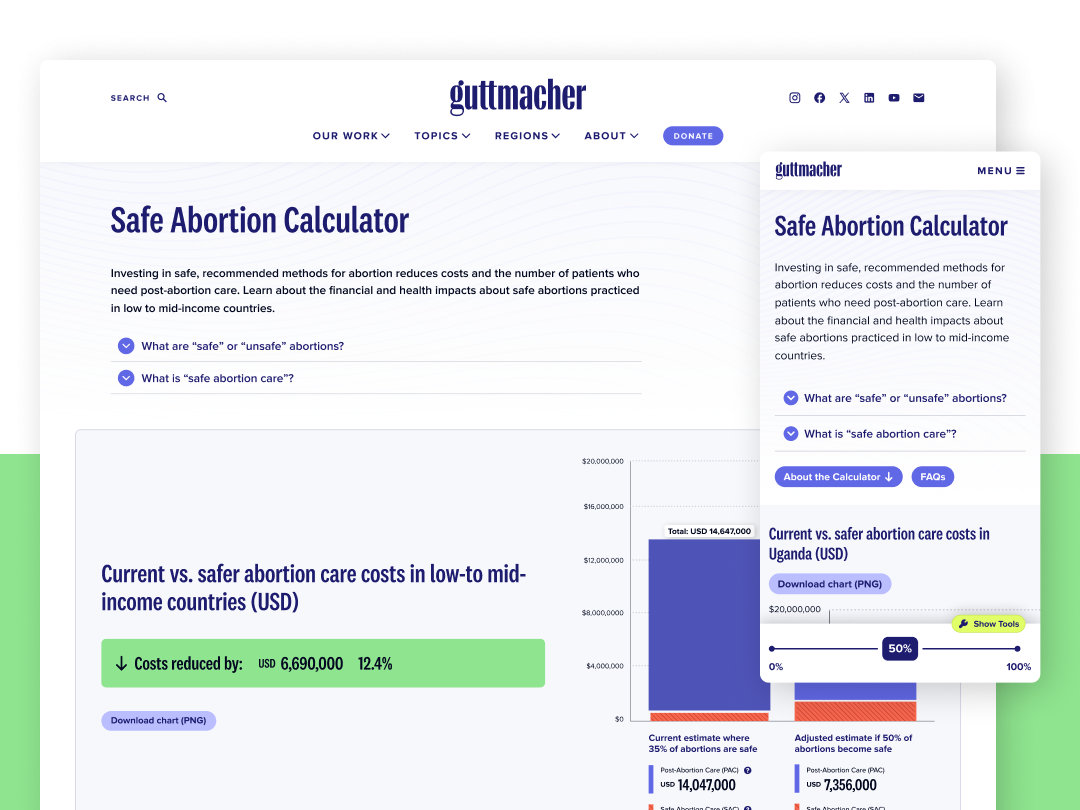 Guttmacher Safe Abortion Calculator Desktop and Mobile UI rendering